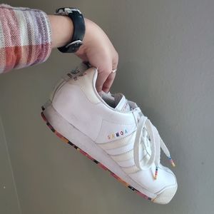 Rare Adidas Samoa White Leather type Rainbow Shoes